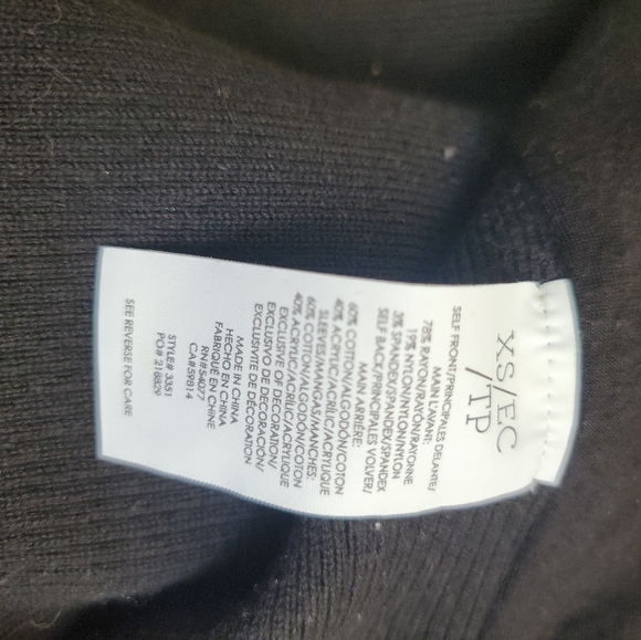 Cabi Women's Sz S Tailor Coat Black Knit Jacket Faux Leather Trim Moto #3351 - Picture 2 of 7